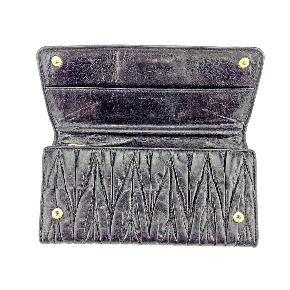 Miu Miu zipper Wallet leather accessory Matelass Black long - Picture 5 of 6